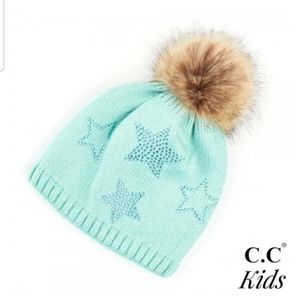 C.C.Beanie Kids Rhinestone Stars Beanie w/Pompom